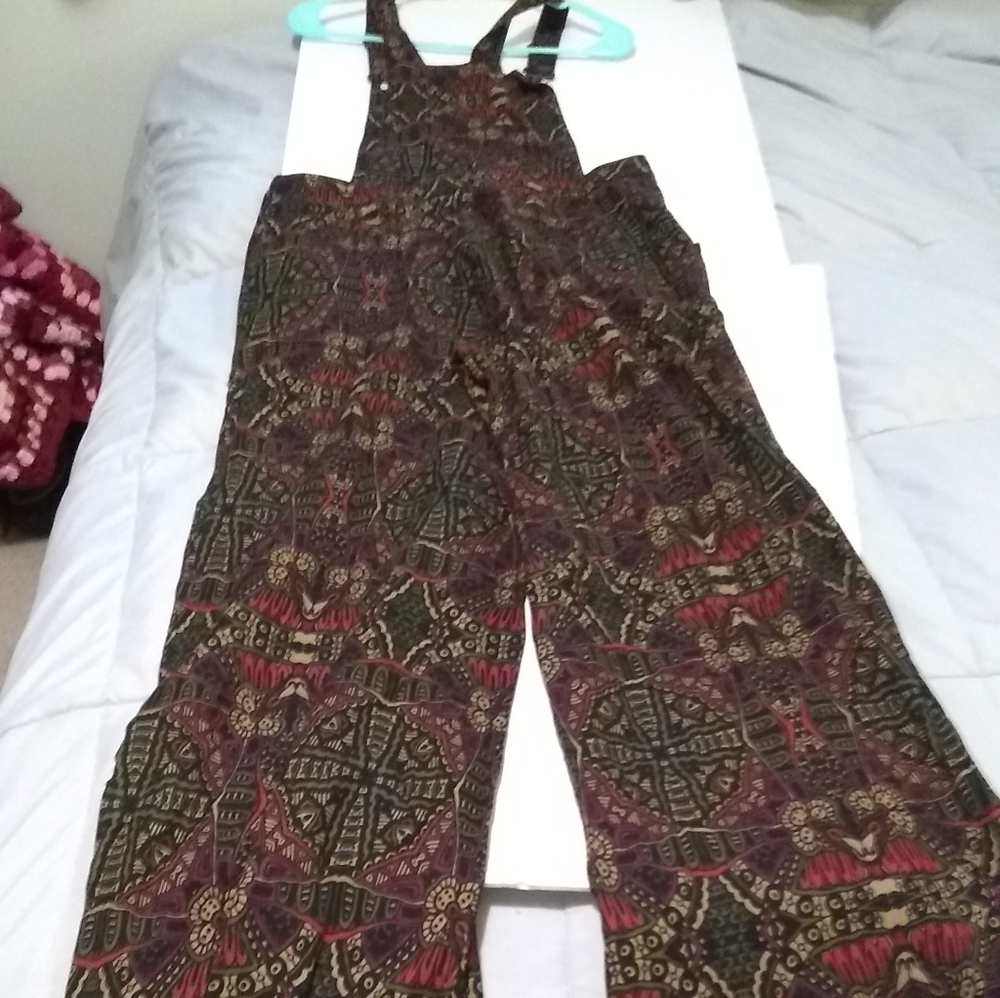Los Banditos Black Print Overalls w/ Pockets - Picture 2 of 6